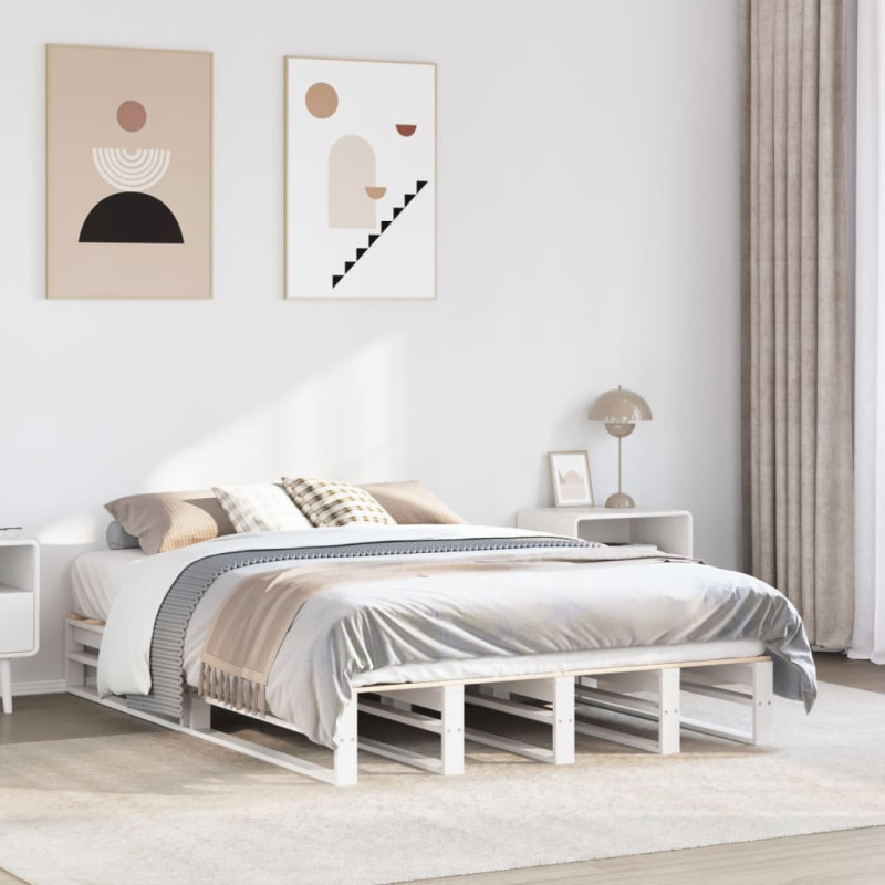 Rama łóżka bez materaca, biała, 160x200 cm, lite drewno sosnowe