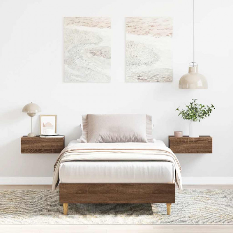 Rama łóżka bez materaca Brązowy dąb 100x200 cm Drewno klejone