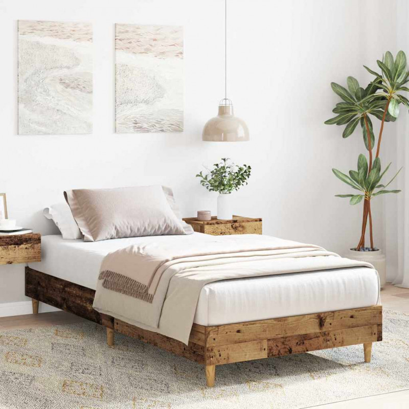Rama łóżka bez materaca Stare drewno 100x200 cm Drewno klejone