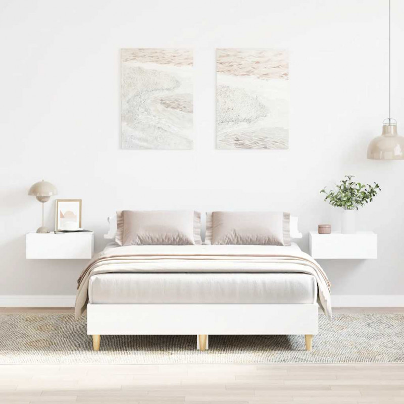 Rama łóżka bez materaca biała 140x190 cm drewno klejone