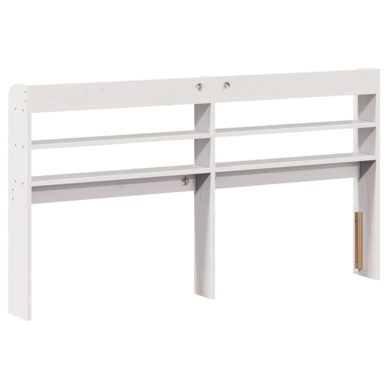 Wezgłowie do łóżka, z półkami, białe, 160 cm, drewno sosnowe