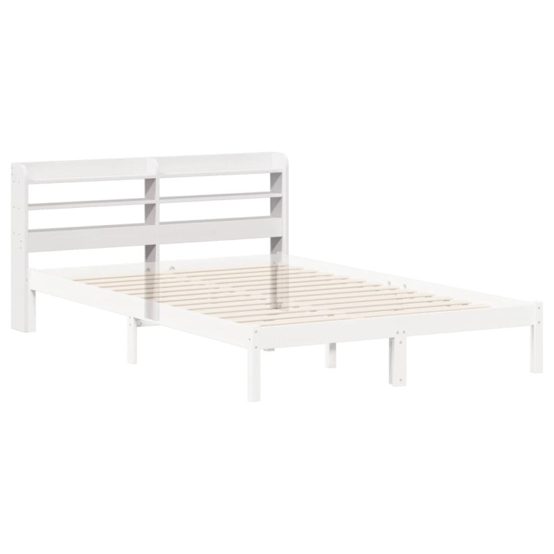 Wezgłowie do łóżka, z półkami, białe, 160 cm, drewno sosnowe