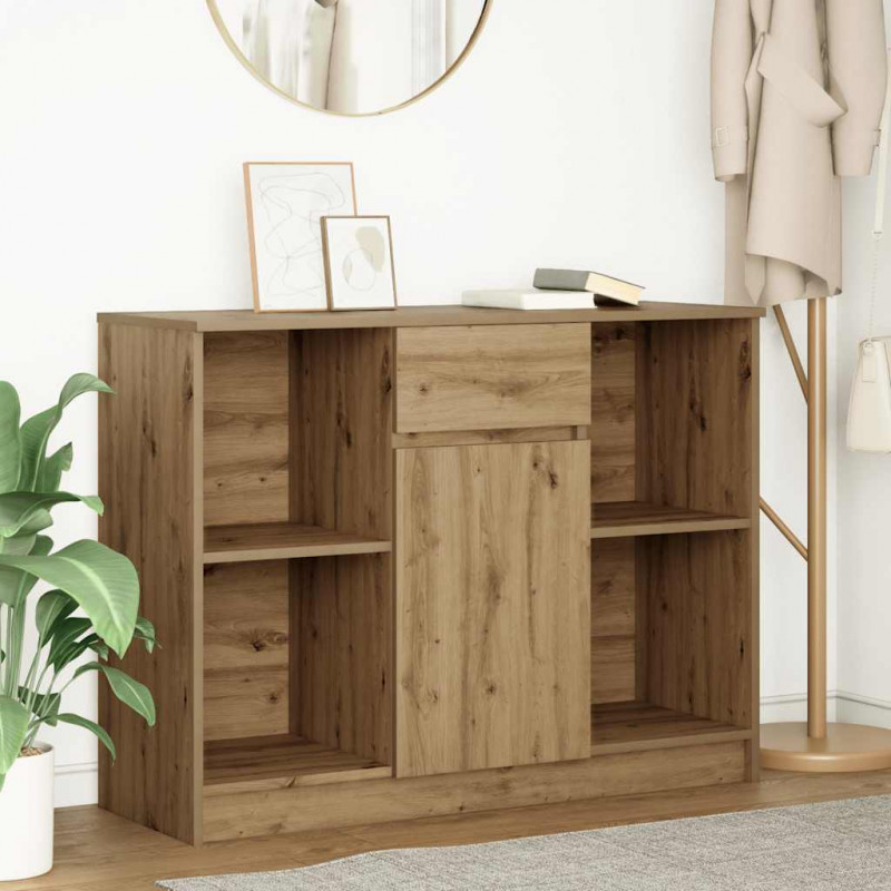 Komoda z szufladą Artisan Oak 101x35x76 cm Drewno klejone
