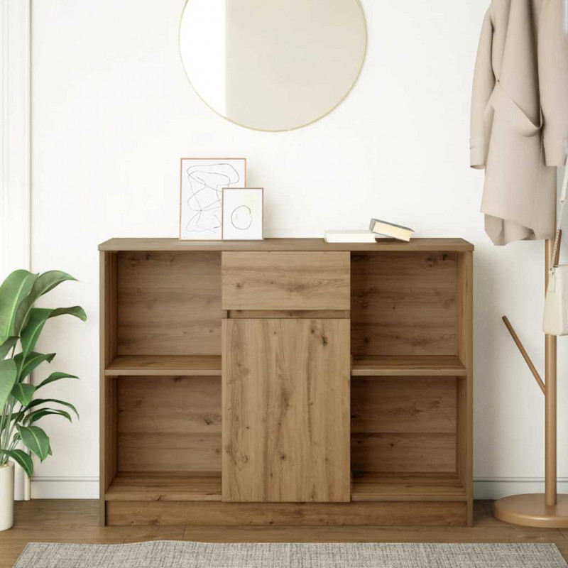 Komoda z szufladą Artisan Oak 101x35x76 cm Drewno klejone