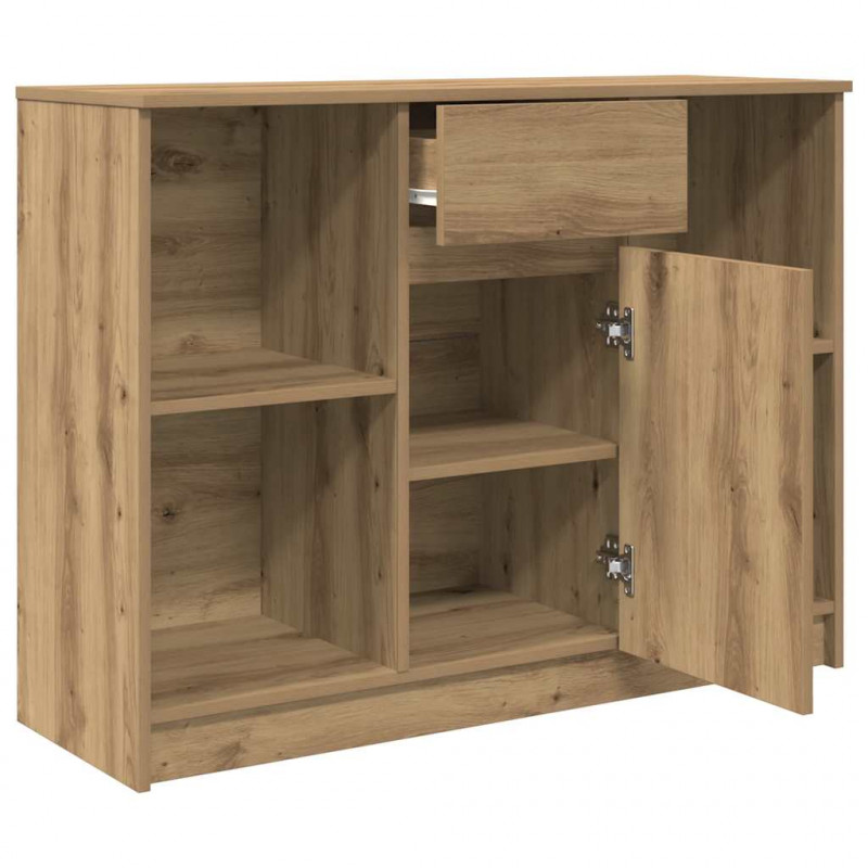 Komoda z szufladą Artisan Oak 101x35x76 cm Drewno klejone