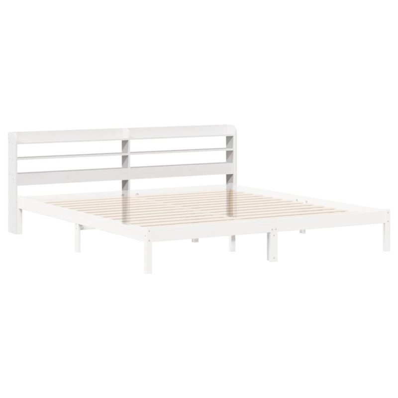 Wezgłowie do łóżka, z półkami, białe, 200 cm, drewno sosnowe