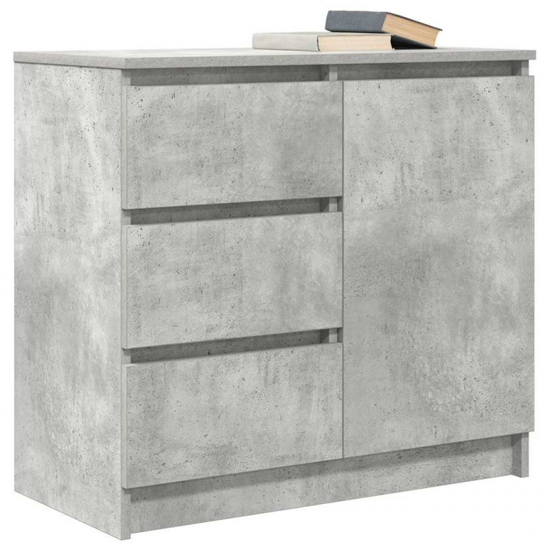 Komoda z szufladą Betonowa szarość 71x35x65 cm Drewno klejone