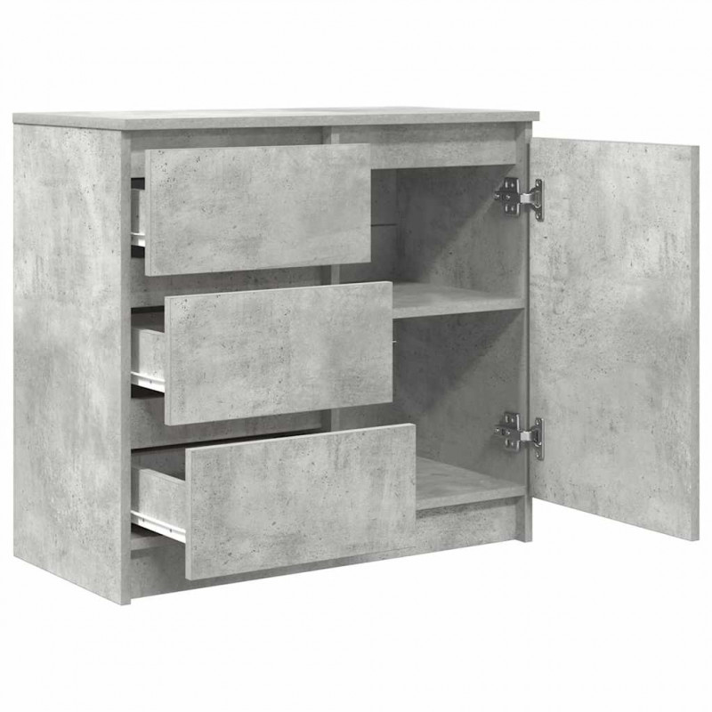 Komoda z szufladą Betonowa szarość 71x35x65 cm Drewno klejone