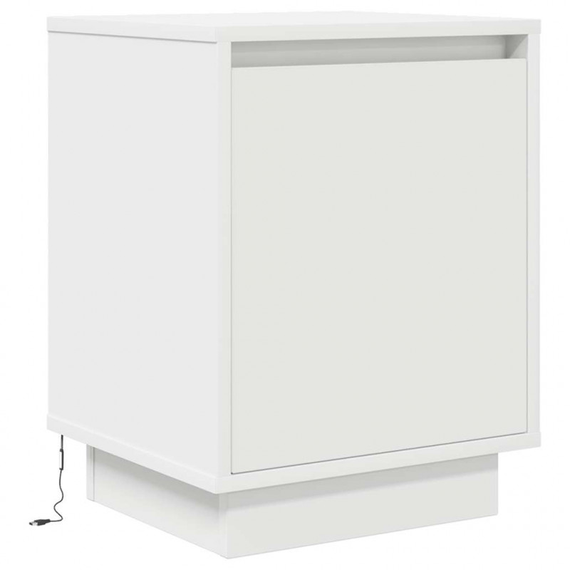 Szafka nocna z oświetleniem LED Biała 38x34x50 cm