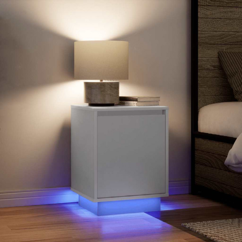 Szafka nocna z oświetleniem LED Biała 38x34x50 cm