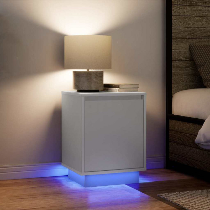 Szafki nocne z oświetleniem LED 2 szt. Białe 38x34x50 cm