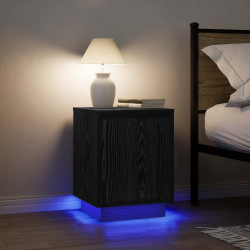 Szafki nocne z oświetleniem LED 2 szt. Czarne 38x34x50 cm