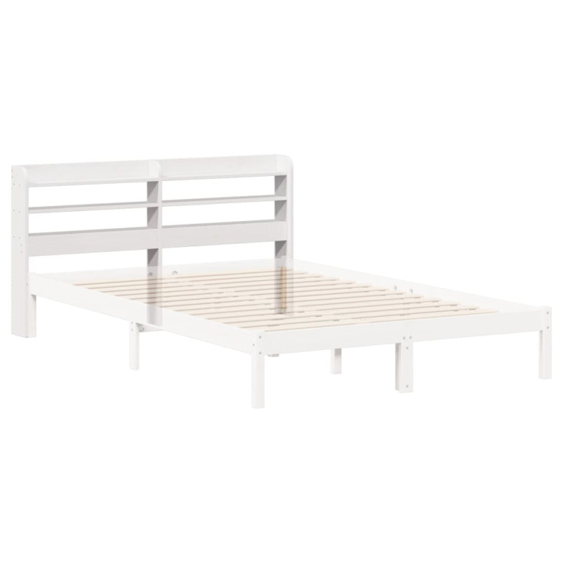 Wezgłowie do łóżka, z półkami, białe, 140 cm, drewno sosnowe