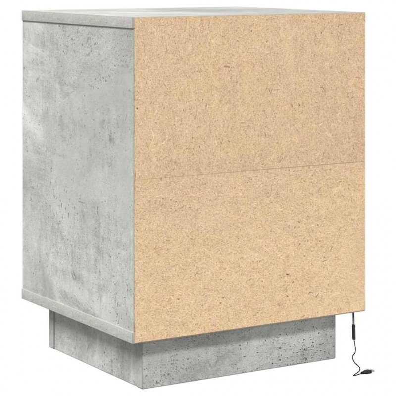 Szafka nocna z oświetleniem LED, szarość betonu, 38x34x50 cm