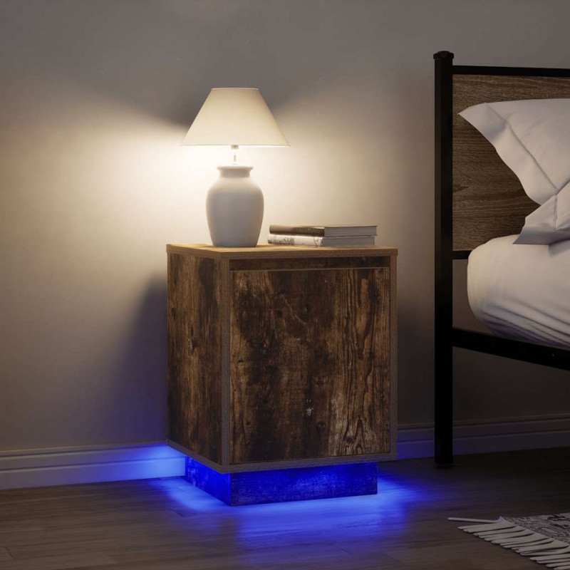 Szafki nocne z oświetleniem LED 2 szt. Dąb wędzony 38x34x50 cm