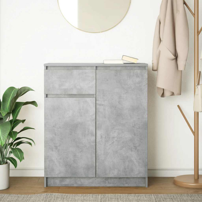 Komoda z szufladą Beton Szary 71x35x84 cm Drewno klejone