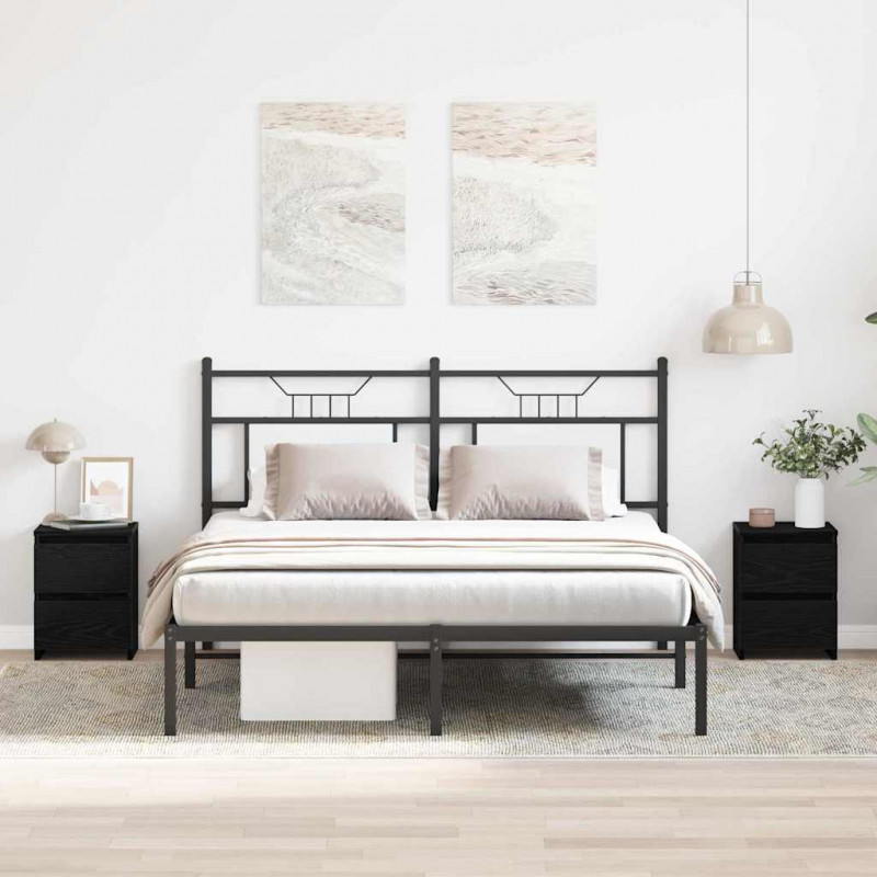 Szafka Nocna z szufladą 2 pcs Czarny Dąb 30 x 30 x 40 cm