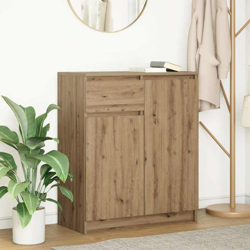 Komoda z szufladą Artisan Oak 71x35x84 cm Drewno klejone