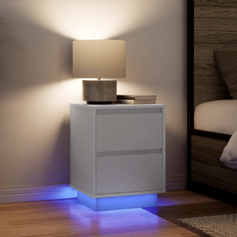 Szafki nocne z oświetleniem LED 2 szt. Białe 38x34x50 cm