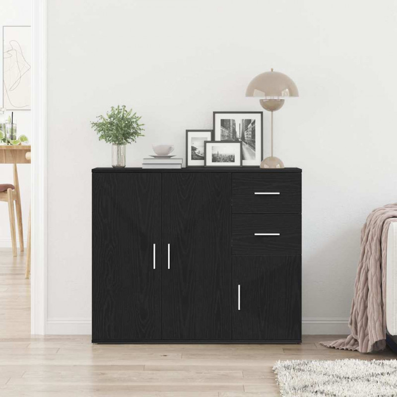 Komoda Czarny Dąb 91x29,5x75 cm Drewno konstrukcyjne