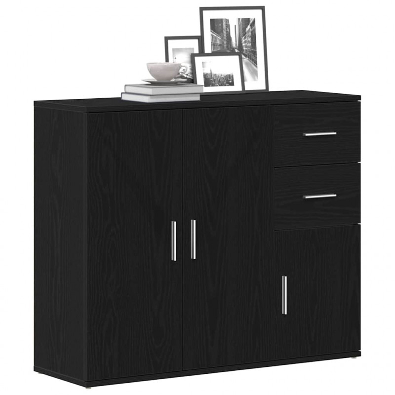 Komoda Czarny Dąb 91x29,5x75 cm Drewno konstrukcyjne
