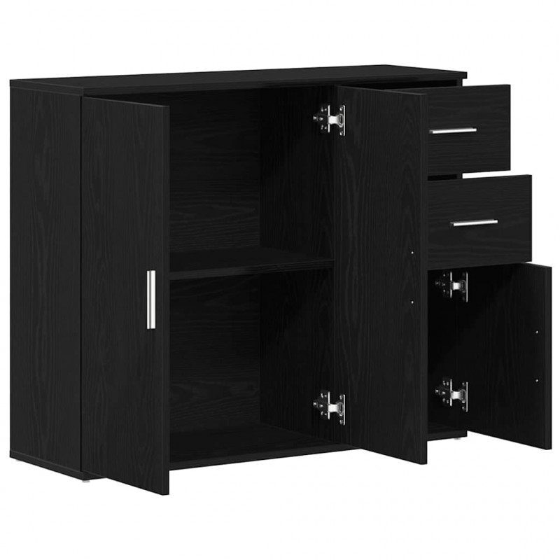 Komoda Czarny Dąb 91x29,5x75 cm Drewno konstrukcyjne