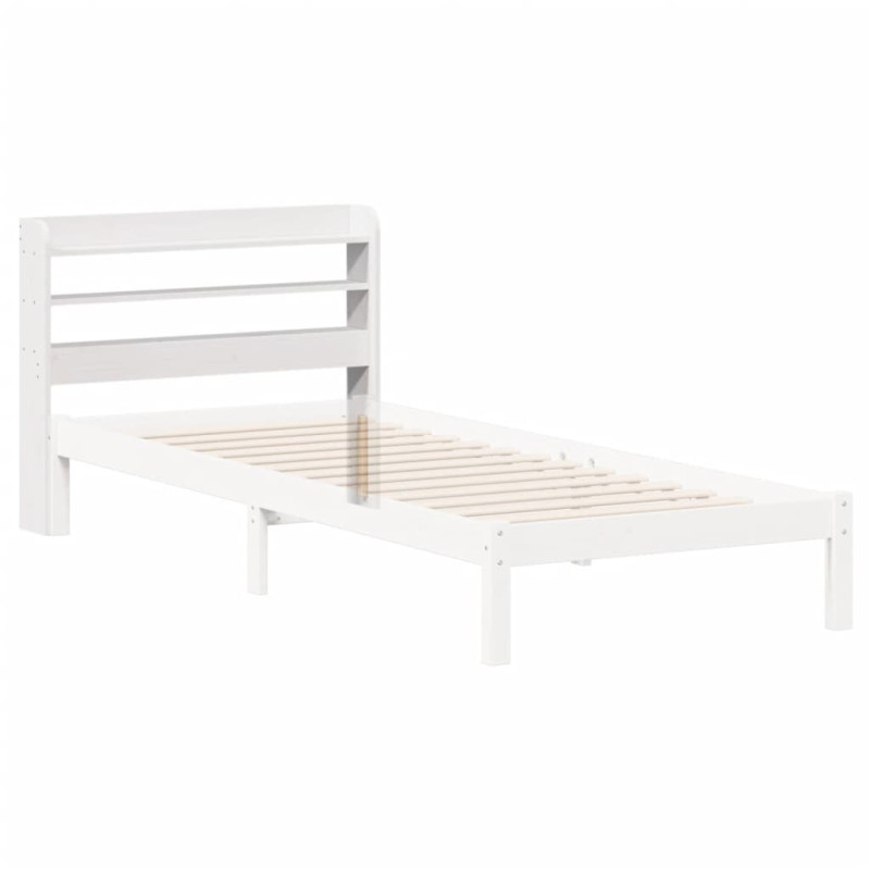 Wezgłowie do łóżka, z półkami, białe, 75 cm, drewno sosnowe