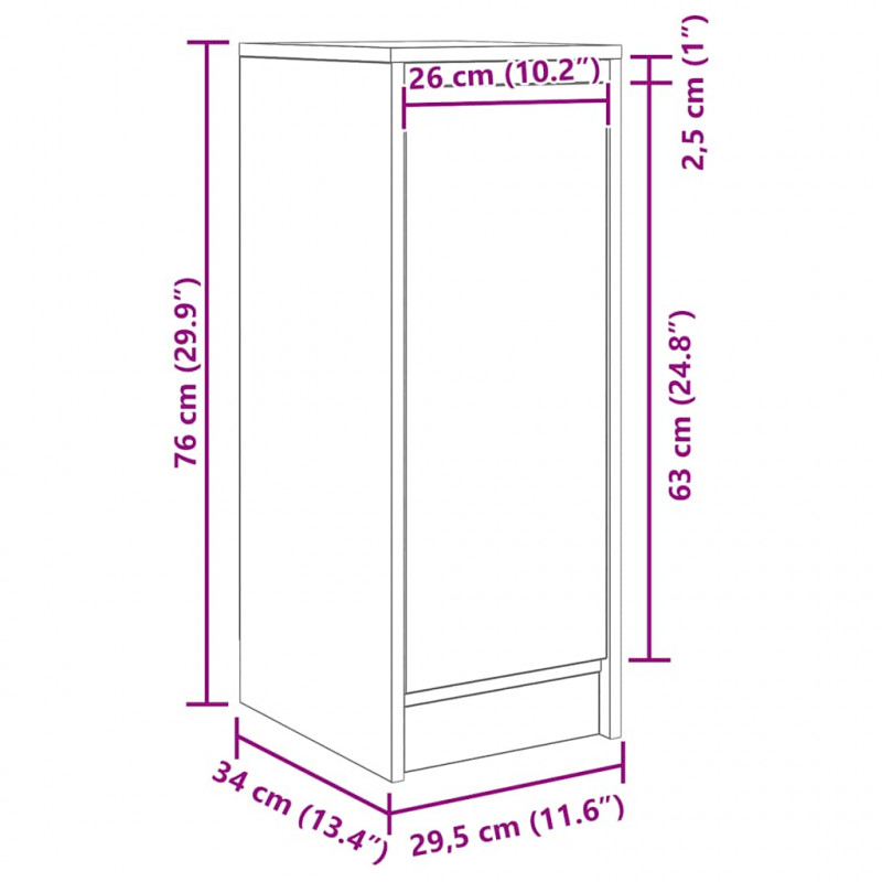 Komoda Biała 29,5x34x76 cm Drewno klejone