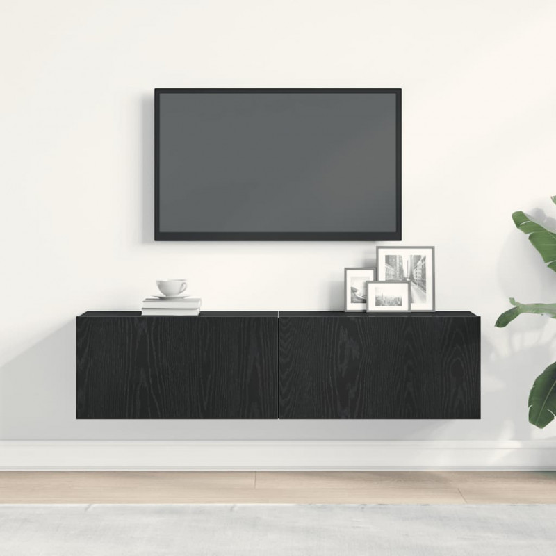 Szafka pod TV czarny dąb 120x30x30,5 cm materiał drewnopochodny