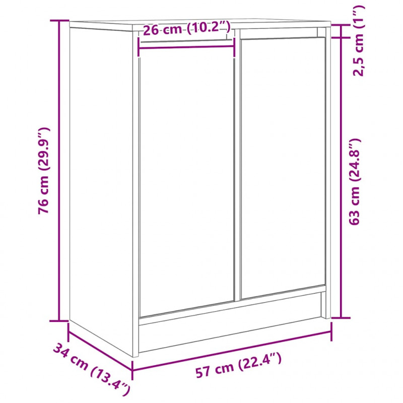 Komoda Biała 57x34x76 cm Drewno klejone