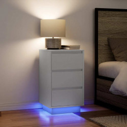Szafka nocna z oświetleniem LED Biała 38x34x65 cm