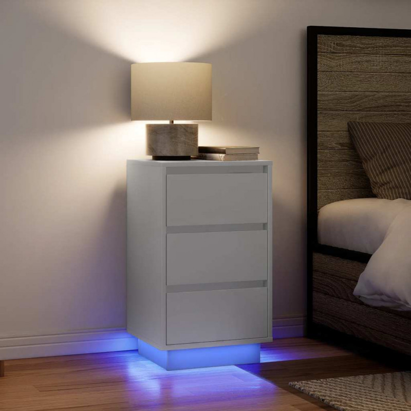 Szafka nocna z oświetleniem LED Biała 38x34x65 cm