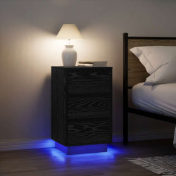 Szafka nocna z oświetleniem LED Czarna 38x34x65 cm