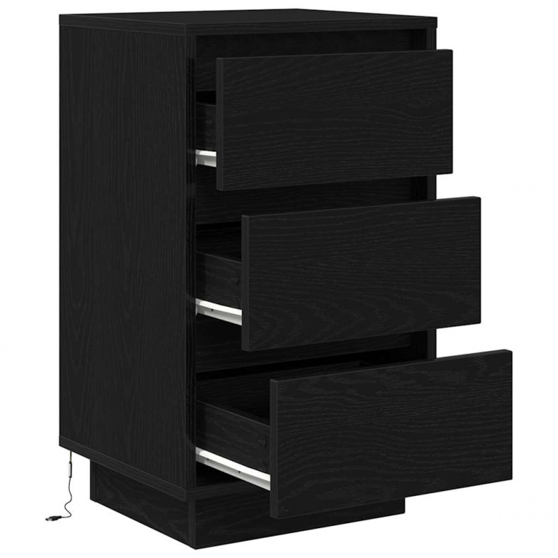 Szafka nocna z oświetleniem LED Czarna 38x34x65 cm