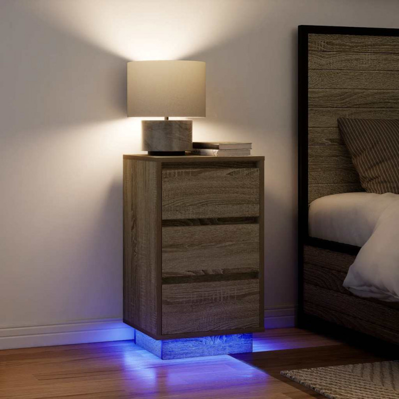 Szafka nocna z oświetleniem LED Dąb Sonoma 38x34x65 cm