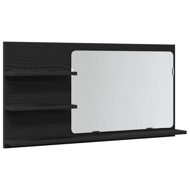 Szafka łazienkowa z lustrem Czarny dąb 90x11x45 cm Drewno klejone