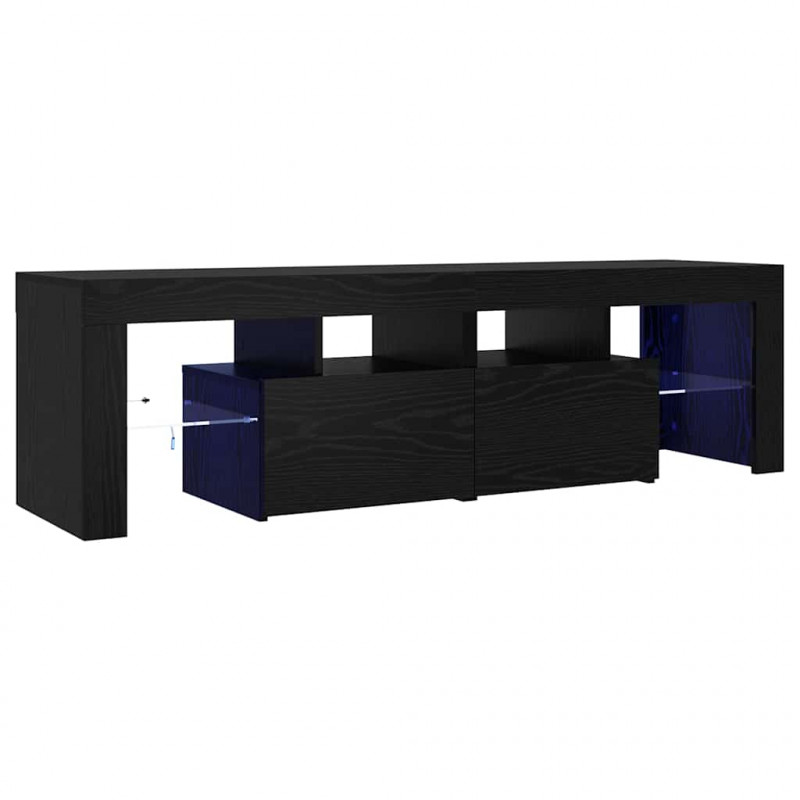 Szafka pod TV z oświetleniem LED, czarny dąb, 140x36,5x40 cm