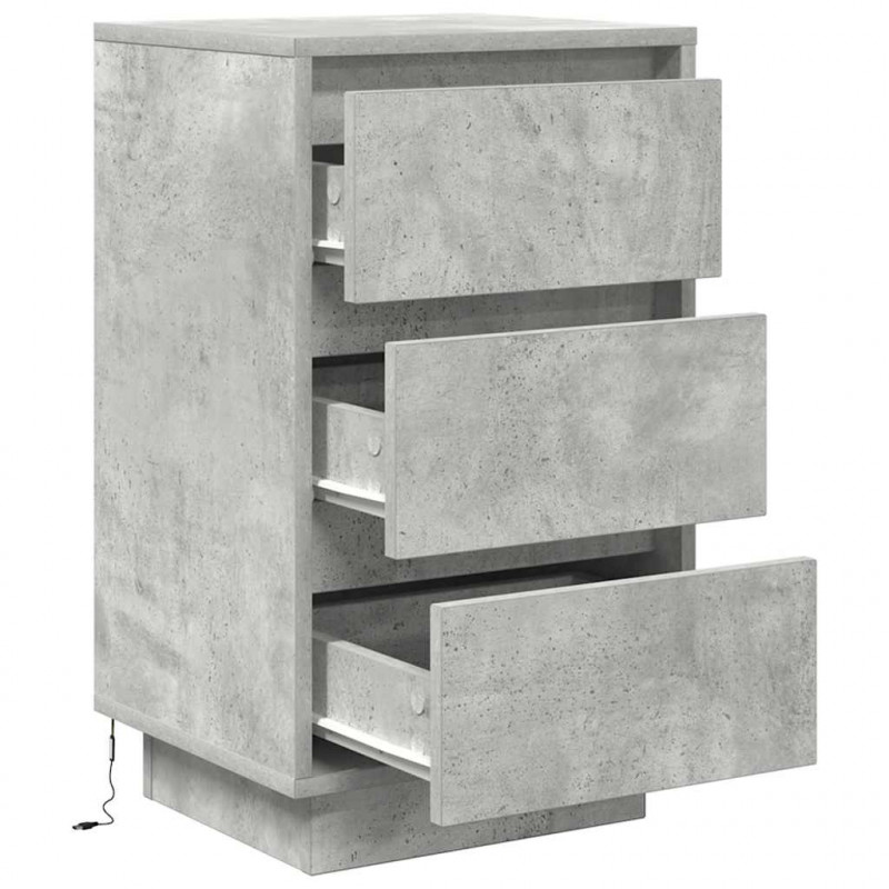 Szafka nocna z oświetleniem LED Betonowa szarość 38x34x65 cm