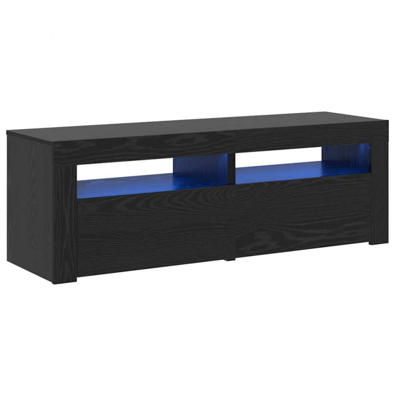Szafka pod TV z oświetleniem LED, czarny dąb, 120x35x40 cm