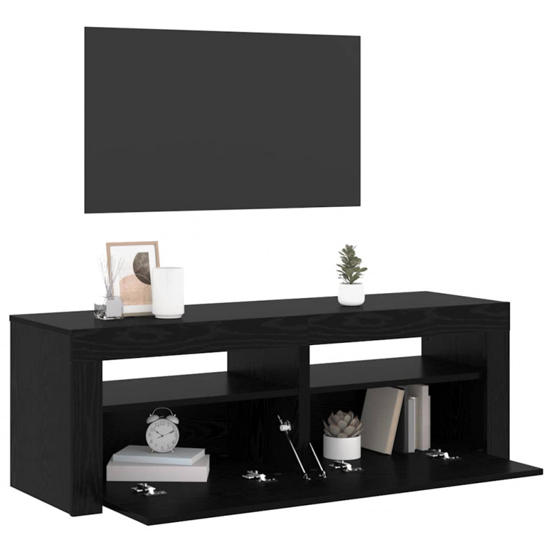 Szafka pod TV z oświetleniem LED, czarny dąb, 120x35x40 cm