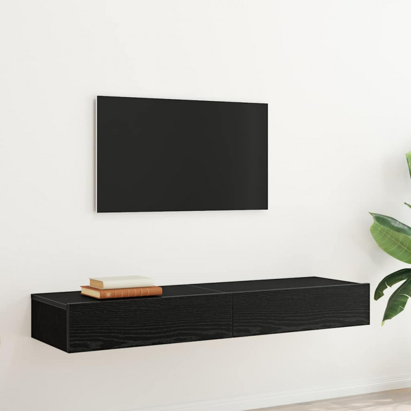 Szafki RTV z oświetleniem LED 2 szt. Dąb czarny 60x35x15,5 cm