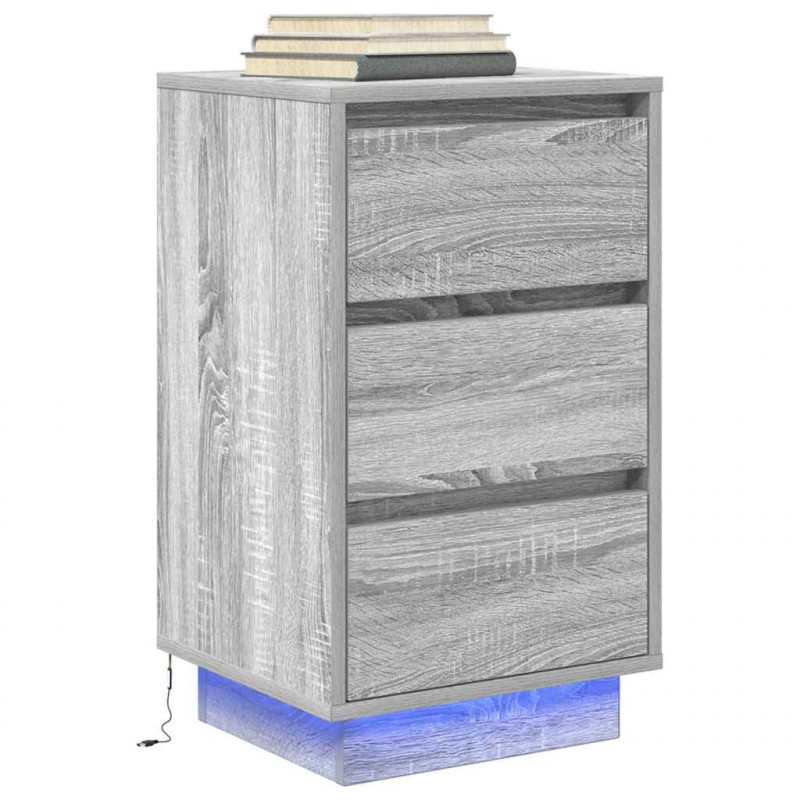 Szafka nocna z oświetleniem LED Szary Sonoma 38x34x65 cm