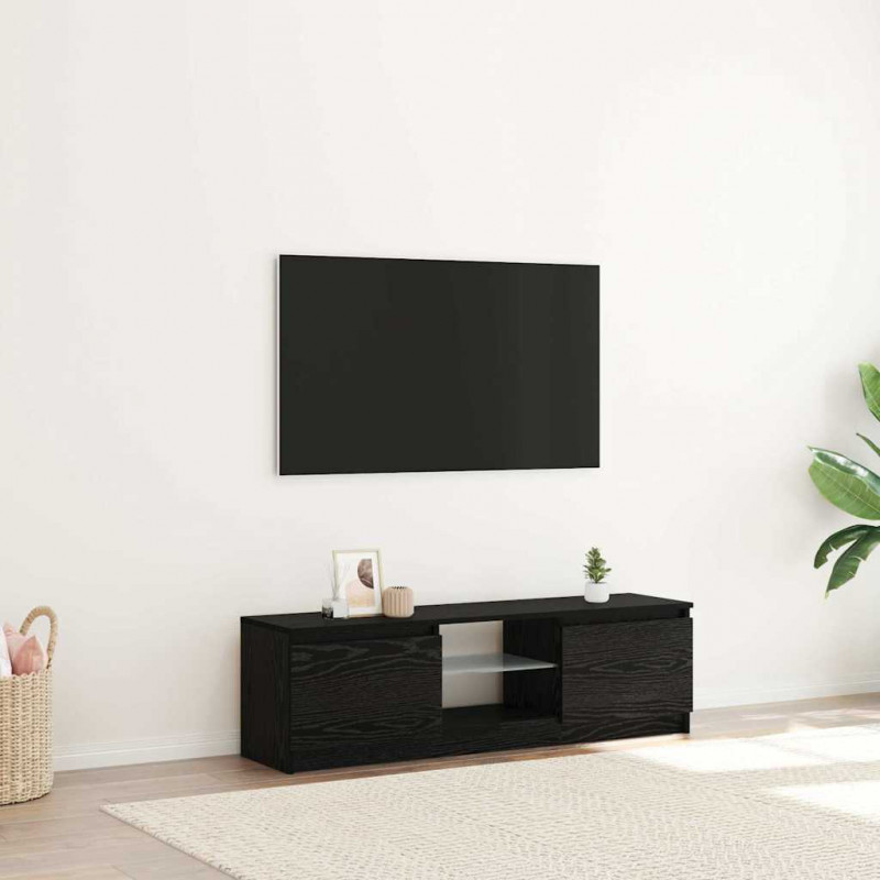 Szafka pod TV z oświetleniem LED, czarny dąb, 120x30x36 cm