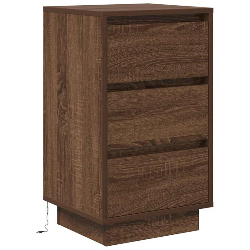 Szafka nocna z oświetleniem LED Brązowy Dąb 38x34x65 cm