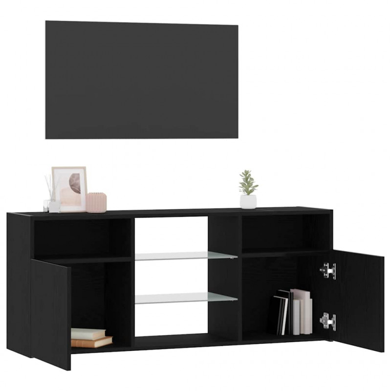 Szafka pod TV z oświetleniem LED, czarny dąb, 120x30x50 cm
