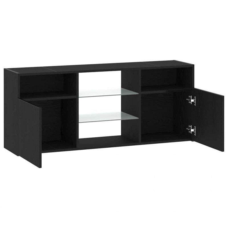 Szafka pod TV z oświetleniem LED, czarny dąb, 120x30x50 cm