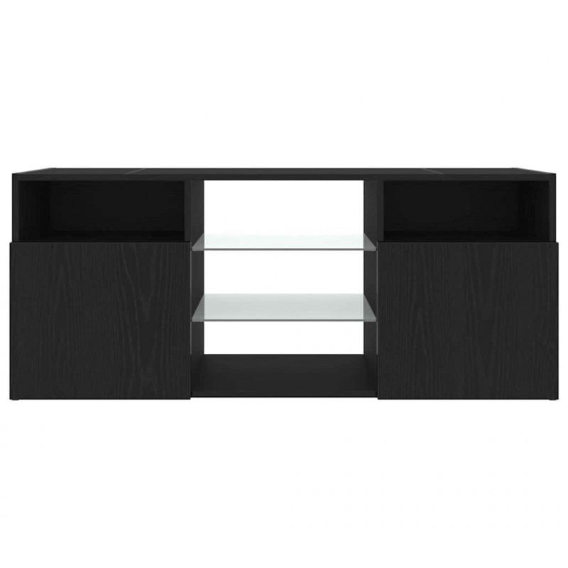 Szafka pod TV z oświetleniem LED, czarny dąb, 120x30x50 cm