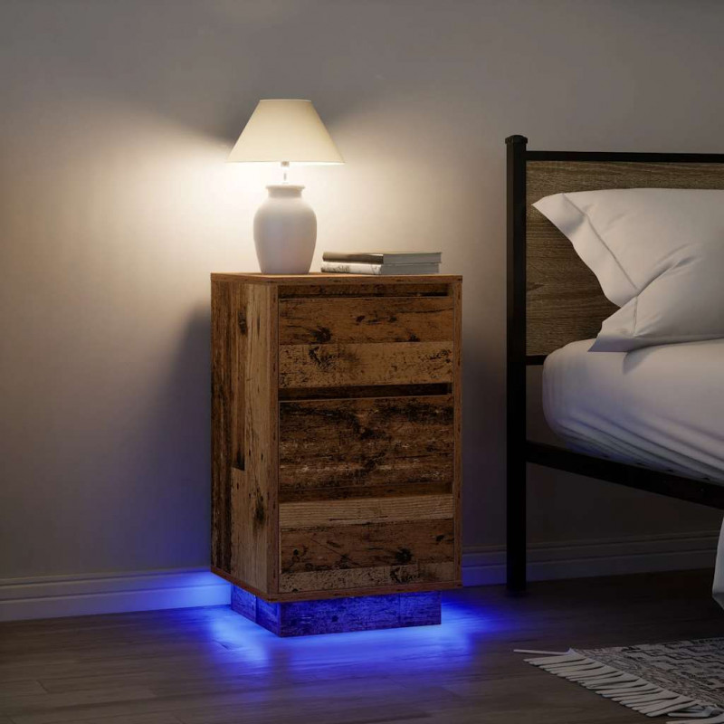 Szafka nocna z oświetleniem LED Stare drewno 38x34x65 cm