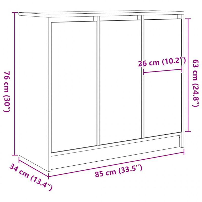 Komoda Czarny Dąb 85x34x76 cm Drewno klejone