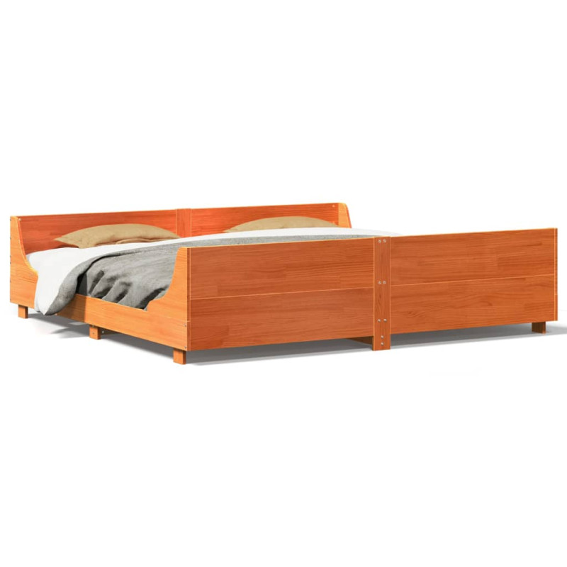 Rama łóżka bez materaca, woskowy brąz, 180x200 cm, lita sosna